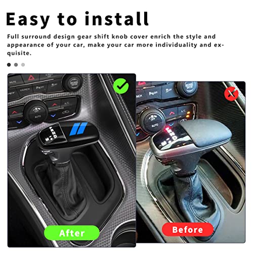 auovo Gear Shift Knob Trim Compatible with Dodge Charger Accessories Challenger 2015-2023 / Durango 2016-2024 (Black-Blue) - Image 3