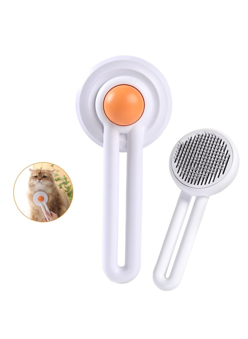 SYOSI Pet Grooming Brush, Rabbits Cats & Dogs Brushes for Long Haired & Short Hair, Supple Stainless Steel Bristles, Pets Self Cleaning Slicker Brush Quick Removes Loose Undercoat and Tangled Hair - Image 1