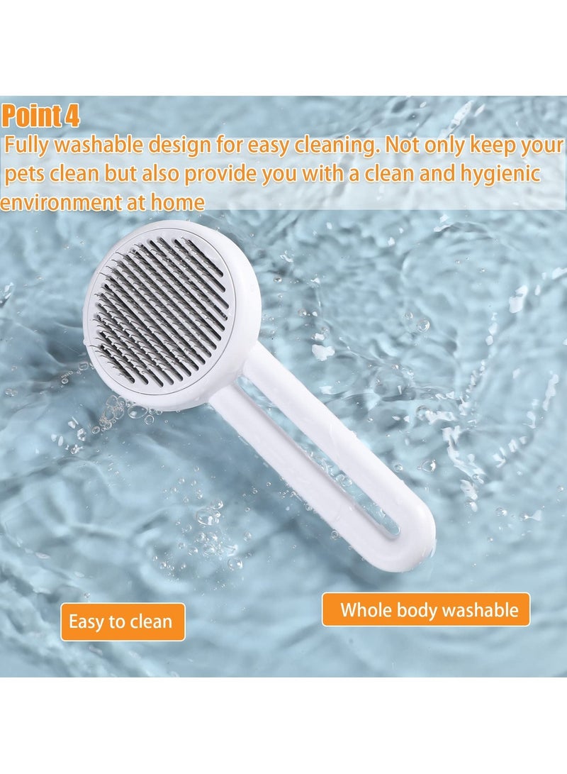 SYOSI Pet Grooming Brush, Rabbits Cats & Dogs Brushes for Long Haired & Short Hair, Supple Stainless Steel Bristles, Pets Self Cleaning Slicker Brush Quick Removes Loose Undercoat and Tangled Hair - Image 5