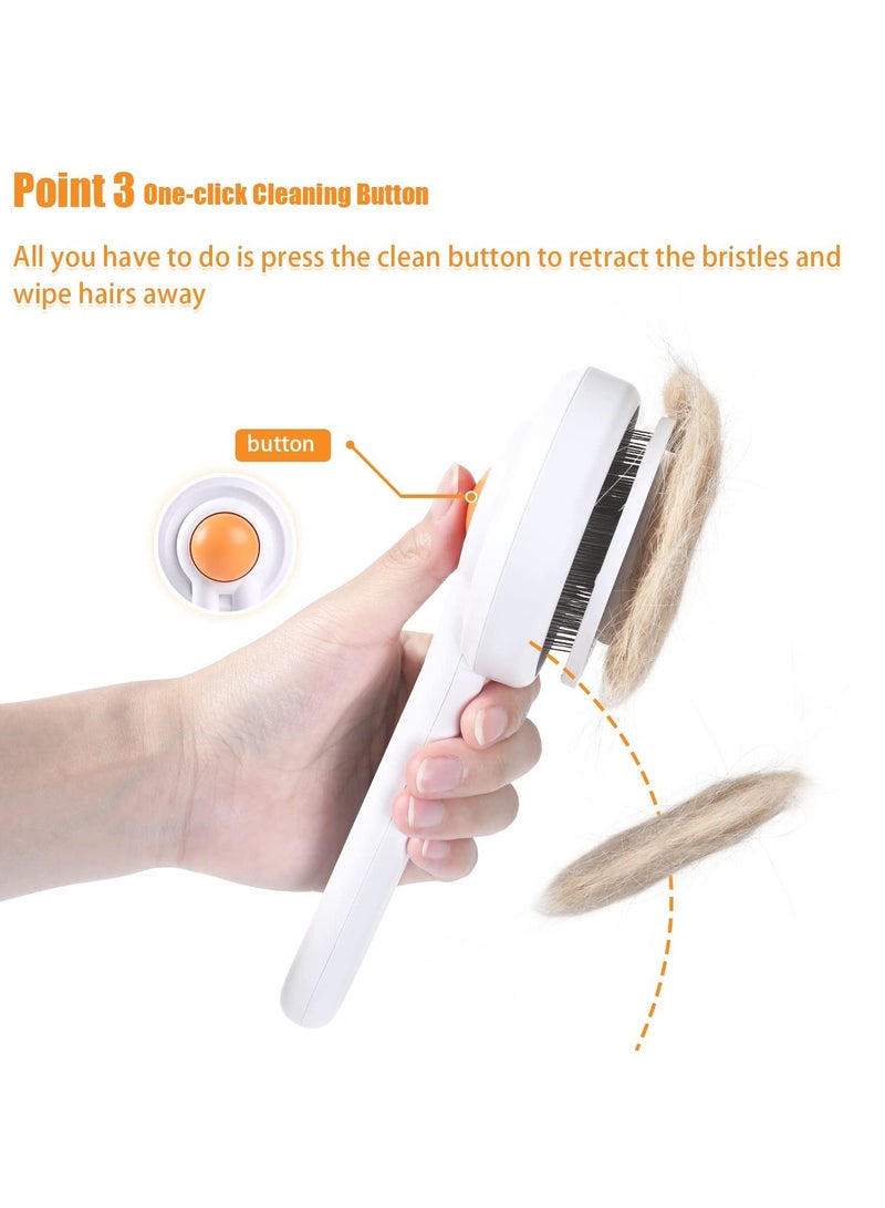 SYOSI Pet Grooming Brush, Rabbits Cats & Dogs Brushes for Long Haired & Short Hair, Supple Stainless Steel Bristles, Pets Self Cleaning Slicker Brush Quick Removes Loose Undercoat and Tangled Hair - Image 3
