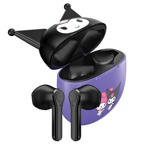 Hello Kitty Bluetooth Wireless Earbuds with Charging Case - Built-in Mic, Easy Pairing, Cute Design, Purple and Black, Perfect for Kids, Teens Fans - Image 2