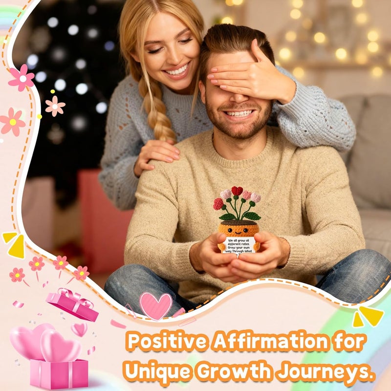 MAMAGIFTREE زهرة قلب محبوكة إيجابية من MAMAGIFTREE مع عبارة “نحن جميعًا ننمو بمعدلات مختلفة” – هدية ملهمة للنساء، الأصدقاء، الزملاء في العمل - Image 4