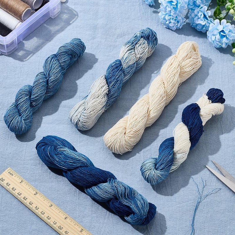 FREEBLOSS 5Pcs Sashiko Thread Sashiko Kit Sashiko Skein Natural Plant Blue Dyed Sashiko Cotton Embroidery Thread Japanese Quilting & Embroidery Sashiko Kit Supplies 110 Yards*5 Colors - Image 5