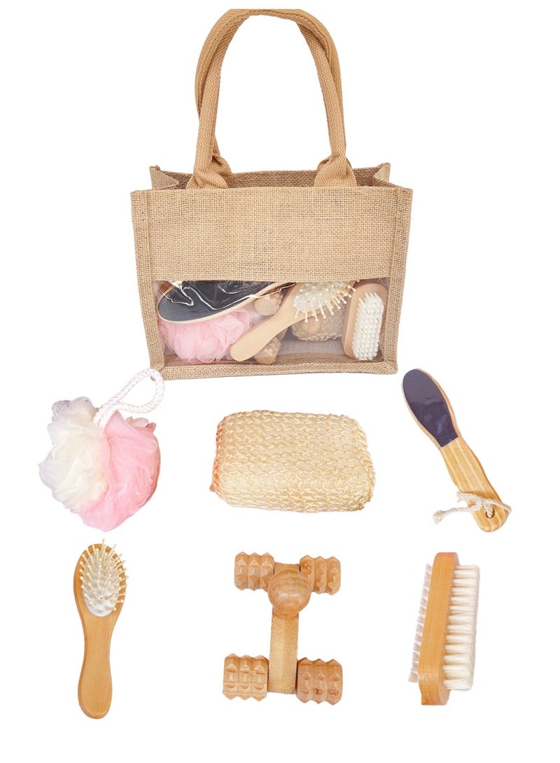 جودي مجموعة هدايا للعناية بالجسم والاستحمام من 6 قطع - مبرد قدم، إسفنجة استحمام، جهاز تدليك، مشط، فرشاة استحمام، كتلة سيزال - صندوق هدايا مثالي - Image 1