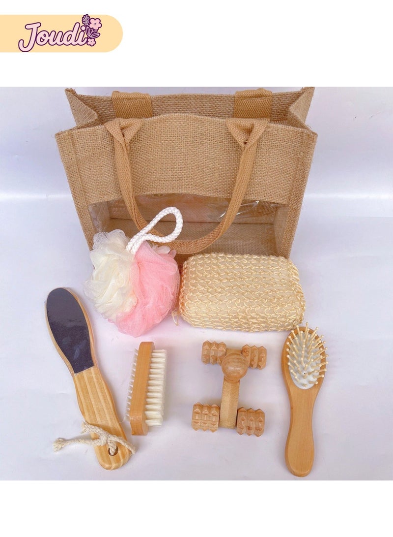 جودي مجموعة هدايا للعناية بالجسم والاستحمام من 6 قطع - مبرد قدم، إسفنجة استحمام، جهاز تدليك، مشط، فرشاة استحمام، كتلة سيزال - صندوق هدايا مثالي - Image 3