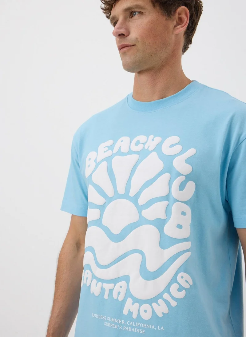 Matalan Blue Graphic Stencil Detail T-Shirt