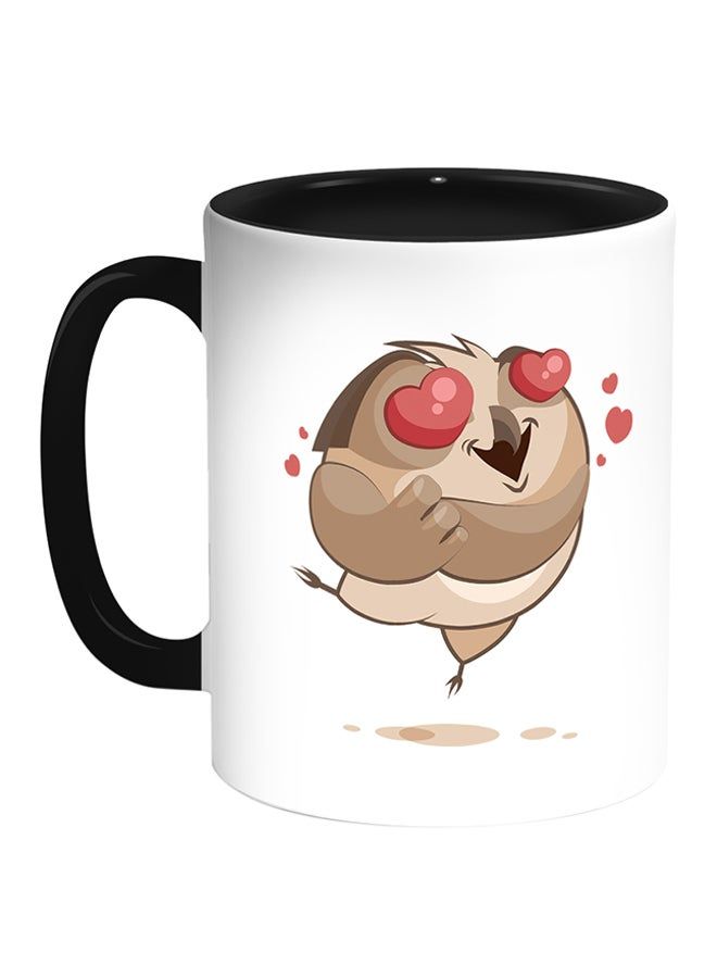 RKN Owl Printed Coffee Mug White/Black 11ounce - Image 2