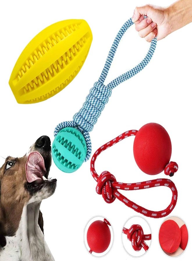 Novique 3 Pack Heavy Duty Dog Rope Toys for Breed Aggressive Chewers, Treat Balls and Dog Squeaky Toy for Puppies & Small Dogs - Image 1