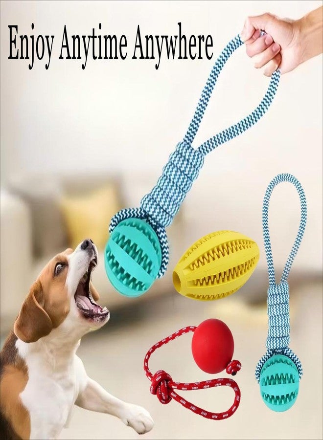 Novique 3 Pack Heavy Duty Dog Rope Toys for Breed Aggressive Chewers, Treat Balls and Dog Squeaky Toy for Puppies & Small Dogs - Image 2