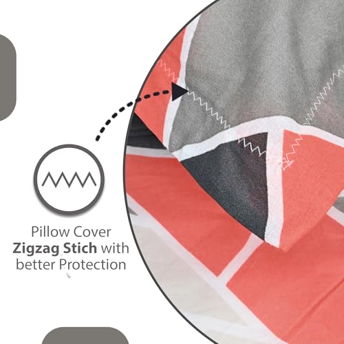 Divine Casa 144 TC 100% Cotton Bedsheet for Single Bed with 1 Pillow Cover (Size 145 X 223 cm, Geometric, Red Grey) - Image 5