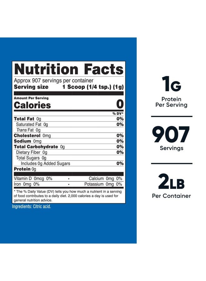 Nutricost مسحوق حمض الستريك (2LB) - غير معدل وراثيًا، خالي من الغلوتين - Image 2