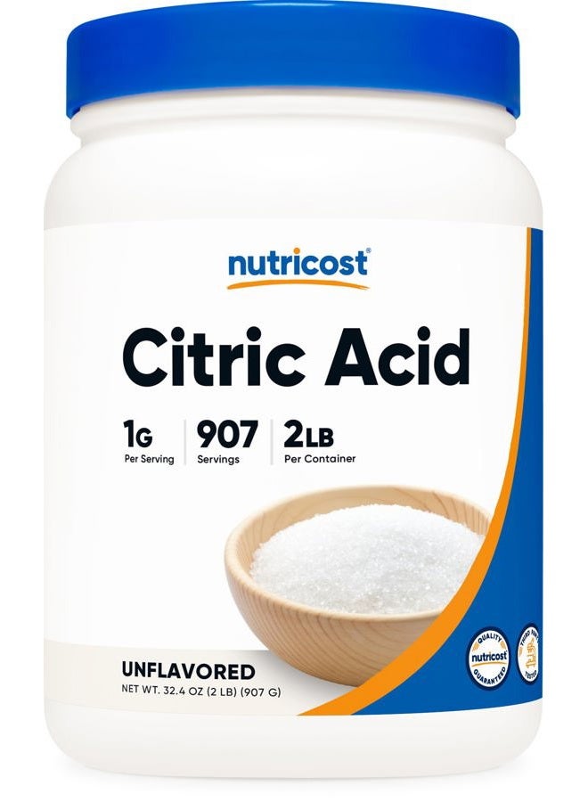 Nutricost مسحوق حمض الستريك (2LB) - غير معدل وراثيًا، خالي من الغلوتين - Image 1