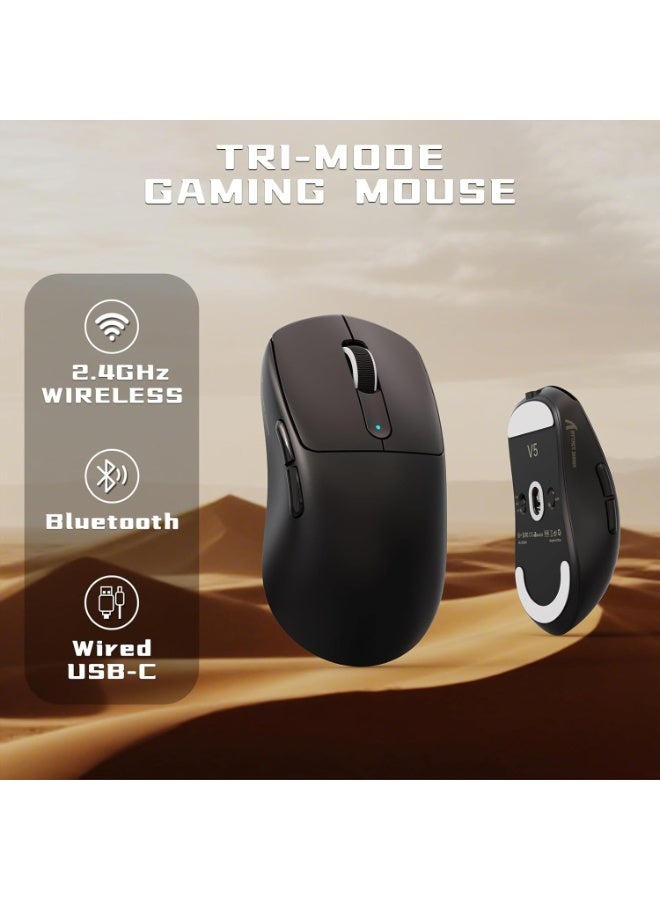 هجوم القرش ماوس ألعاب لاسلكي V5 خفيف الوزن للغاية 53 جرامًا، مستشعر بصري PAW3950MAX بدقة 42 ألف نقطة في البوصة، وحدة تحكم دقيقة Nordic 52840، 20000 إطار في الثانية، معدل استطلاع 8 كيلو هرتز، مستقبل LED، اتصال ثلاثي الأوضاع BT/2.4G/سلكي، بطارية قابلة لإعادة الشحن 500 مللي أمبير في الساعة - Image 4