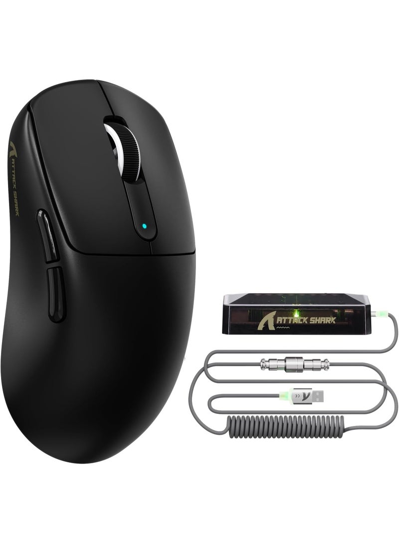 هجوم القرش ماوس ألعاب لاسلكي V5 خفيف الوزن للغاية 53 جرامًا، مستشعر بصري PAW3950MAX بدقة 42 ألف نقطة في البوصة، وحدة تحكم دقيقة Nordic 52840، 20000 إطار في الثانية، معدل استطلاع 8 كيلو هرتز، مستقبل LED، اتصال ثلاثي الأوضاع BT/2.4G/سلكي، بطارية قابلة لإعادة الشحن 500 مللي أمبير في الساعة - Image 1