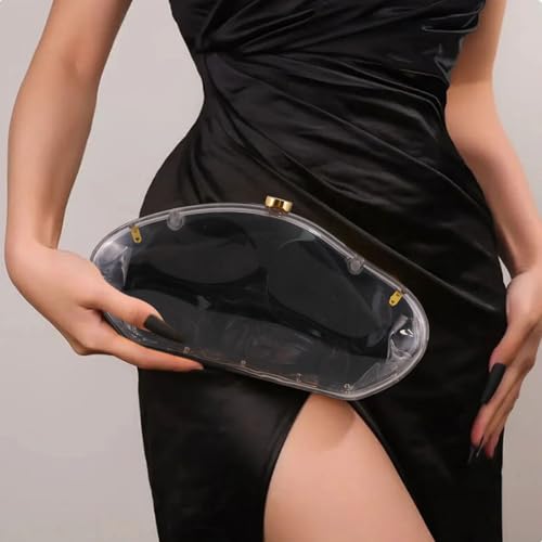 NEWROGENG Acrylic Clutch Purse for Women Evening Bag, Irregular Shell Acrylic Purse Box Clutch with Chain for Party Wedding Prom, Clear - Image 3