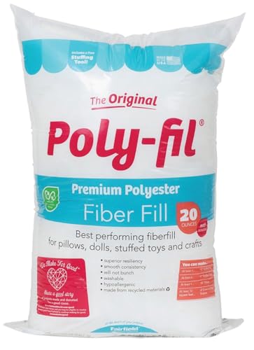Poly-Fil Fairfield The Original Poly-Fil, Premium Polyester Fiber Fill, Soft Pillow Filler, Stuffing for Stuffed Animals, Toys, Cloud Decorations, and More, Machine-Washable, 20-ounce Bag - Image 1
