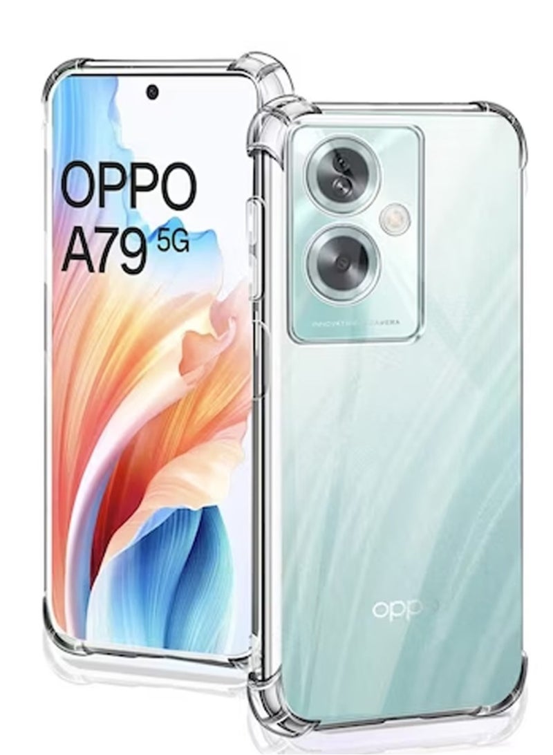 Techie Oppo A79 TPU Bumper Corner Case with Camera Lens Protection Transparent Protective Back Cover - Image 1