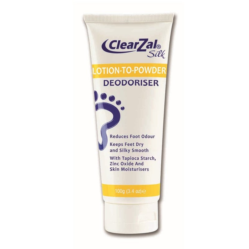 Clearzal Lotion to Powder Deodorizing and Odor Eliminating Foot Cream That Goes On As a Cream and Dries To Powder Leaves Feet Dry and Silky Smooth 34 Ounce Tube