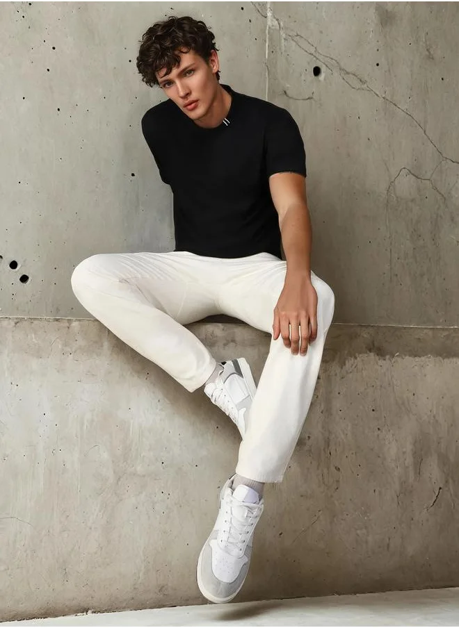 HIGH STAR Men's Black 100% Cotton Solid Relaxed Fit T-Shirt