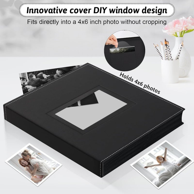 Popotop Photo Album 4x6 300 Pockets with Leather Hardcover Cover Small Photo Album Holder Book with 50Pcs Pages for Family Travel Wedding Baby Gifts - Image 2