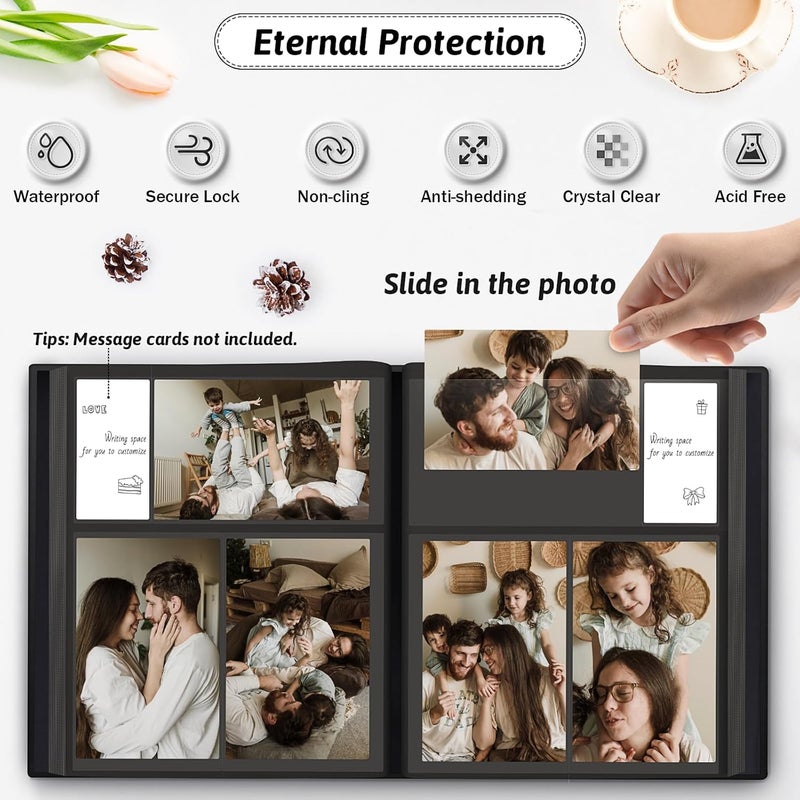 Popotop Photo Album 4x6 300 Pockets with Leather Hardcover Cover Small Photo Album Holder Book with 50Pcs Pages for Family Travel Wedding Baby Gifts - Image 4