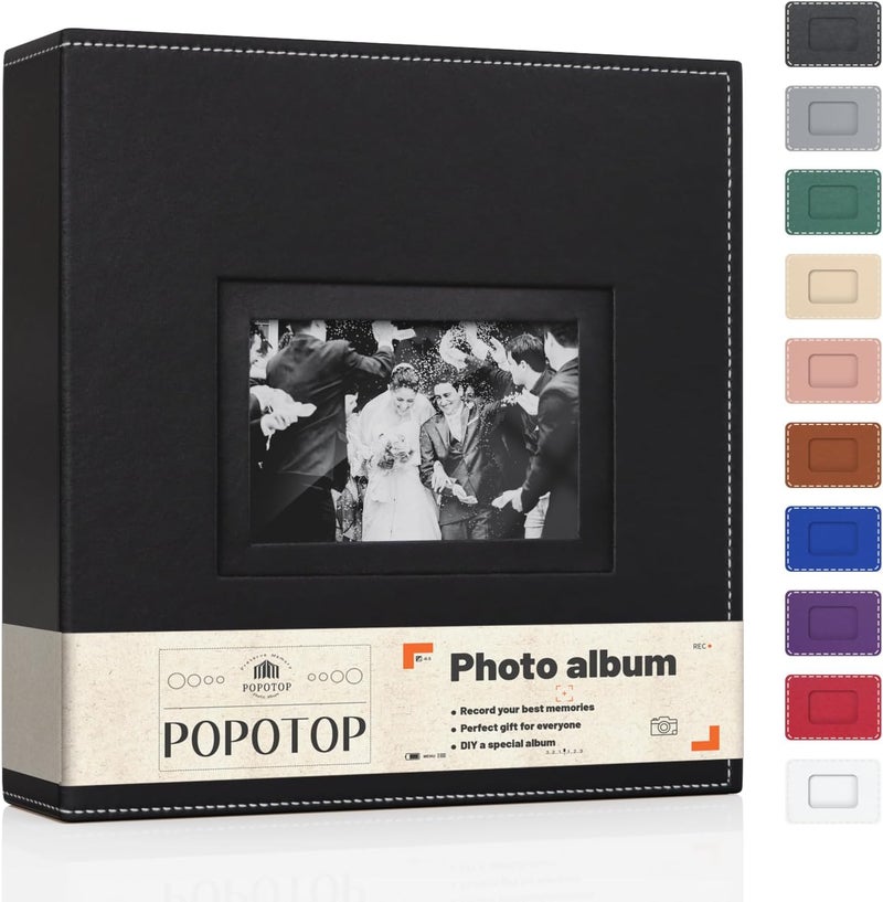 Popotop Photo Album 4x6 300 Pockets with Leather Hardcover Cover Small Photo Album Holder Book with 50Pcs Pages for Family Travel Wedding Baby Gifts - Image 1