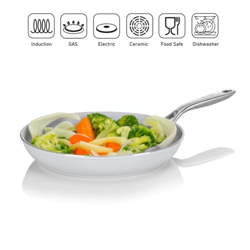TECHEF - CeraTerra Ceramic Nonstick Frying Pan Skillet, (PTFE, PFAS, and PFOA Free), Dishwasher Oven Safe, Stainless Steel Handle, Induction-Ready, Made in Korea (12-in) - Image 3