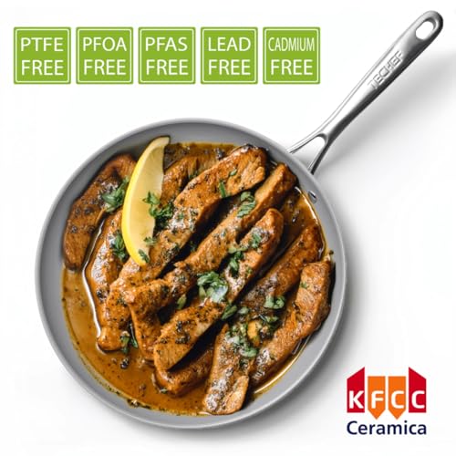 TECHEF - CeraTerra Ceramic Nonstick Frying Pan Skillet, (PTFE, PFAS, and PFOA Free), Dishwasher Oven Safe, Stainless Steel Handle, Induction-Ready, Made in Korea (12-in) - Image 4