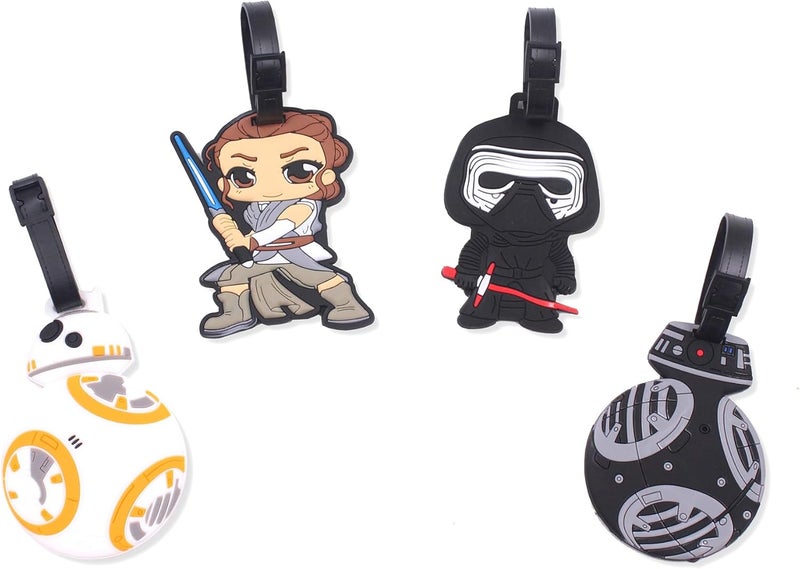 Finex 4 Pcs Set Star BB8 Jedi Soldiers Silicone Travel Luggage Baggage Identification Labels ID Tag for Bag Suitcase Plane Cruise Ships with Belt Strap - Image 1