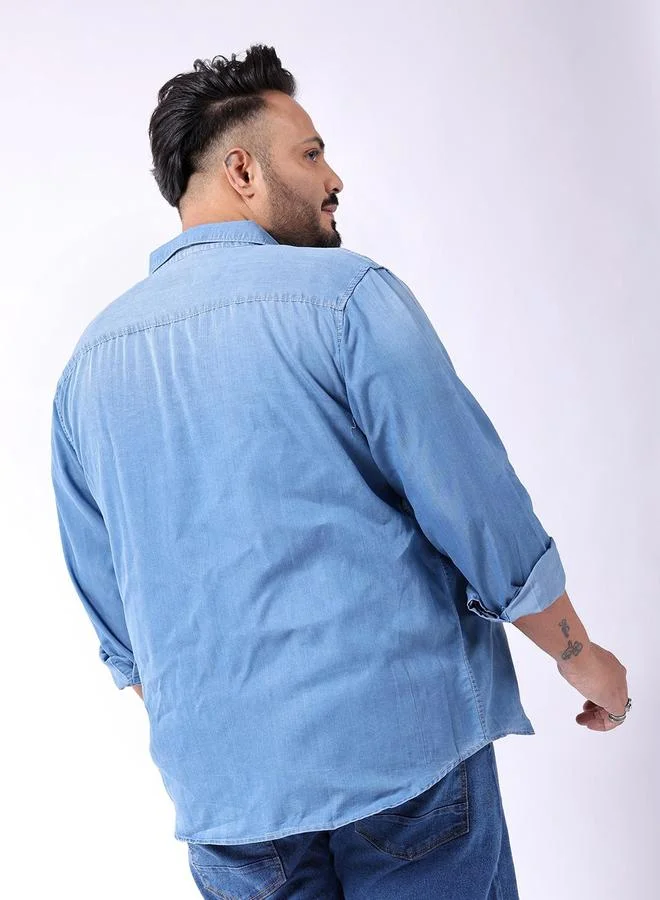 Take Two Plus Size Casual Denim Shirt By Hardsoda