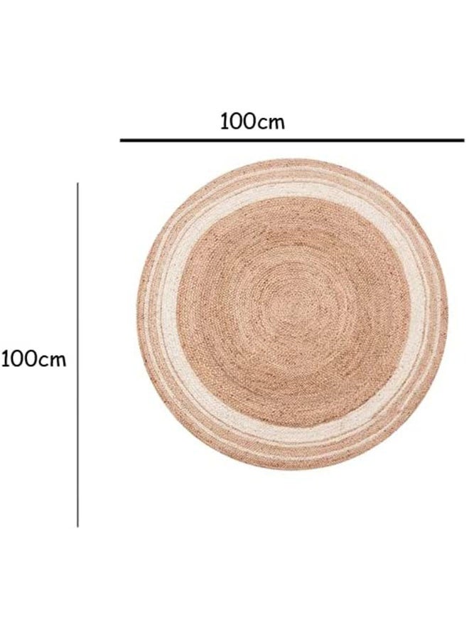 HOME TASTE سجادة جوت دائرية من الألياف الطبيعية من هوم تيست سجادة جوت منطقة سجادة جوت ناعمة سجادة مضفرة للاستخدام الداخلي والخارجي مطبخ غرفة نوم غرفة معيشة ممرات مدخل (سجادة جوت خط 100X100 سم) - Image 4