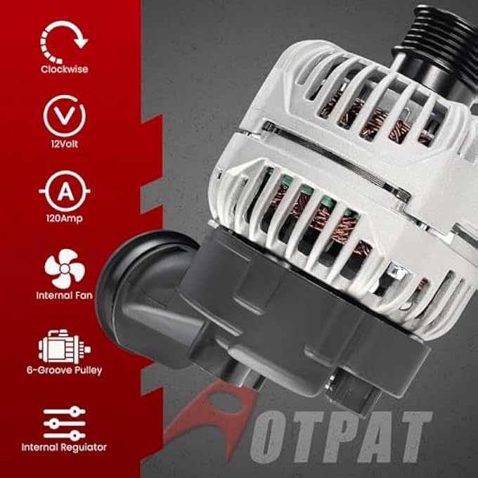AOTPAT High Output Alternator for:-BMW 323ci,325ci,325i,325xi,328ci,328i,330ci,330i,330xi,525i,528i,530i,x5,z3, OE#12-31-1-432-980 0124515050,120Amp - Image 3