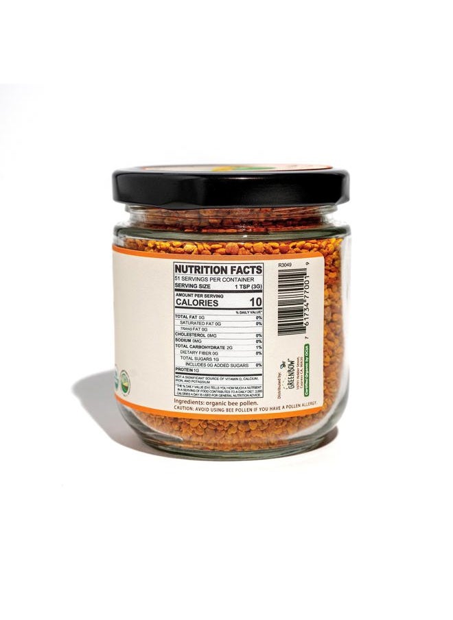greenbow - Organic Bee Pollen - 100% USDA Certified Organic, Non-GMO, Halal, Kosher Certified, Pure & Natural Bee Pollen - Superfood Packed with Proteins, Vitamins & Minerals - Gluten Free - 155g - Image 1