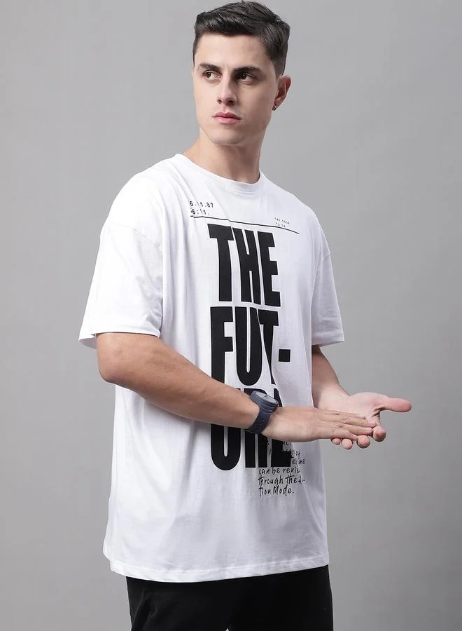 Styli Men White Graphic Print Oversized T-Shirt By Door74