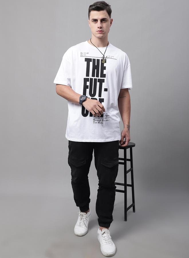 تايك تو تيشيرت رجالي أبيض بطبعة جرافيك مقاس كبير من دور - Image 5