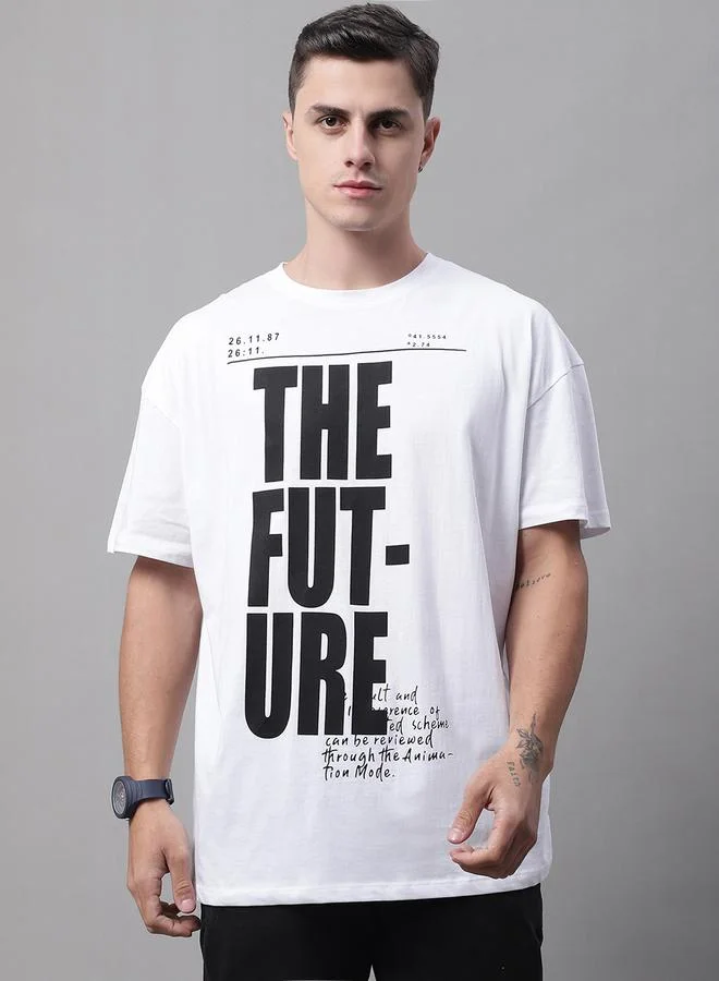 Take Two Men White Graphic Print Oversized T-Shirt By Door74