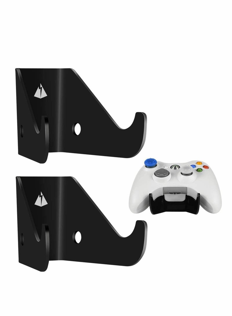 Captaintech Game Controller Holder Stand Wall Mount, Holder for PS4/Nintendo Switch/Xbox One/Steam/PC Controller, Adhesive Game Controller Stand Wall Mount (2pcs Black) - Image 1