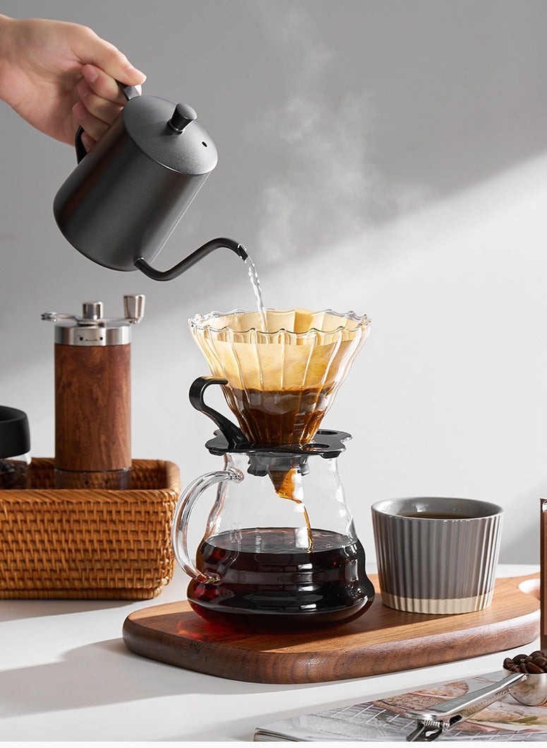 كافيه طقم تقطير قهوة v60 قمع زجاجي وسيرفر زجاجي للقهوة اليومية والاستخدام المنزلي والمكتبي - Image 2