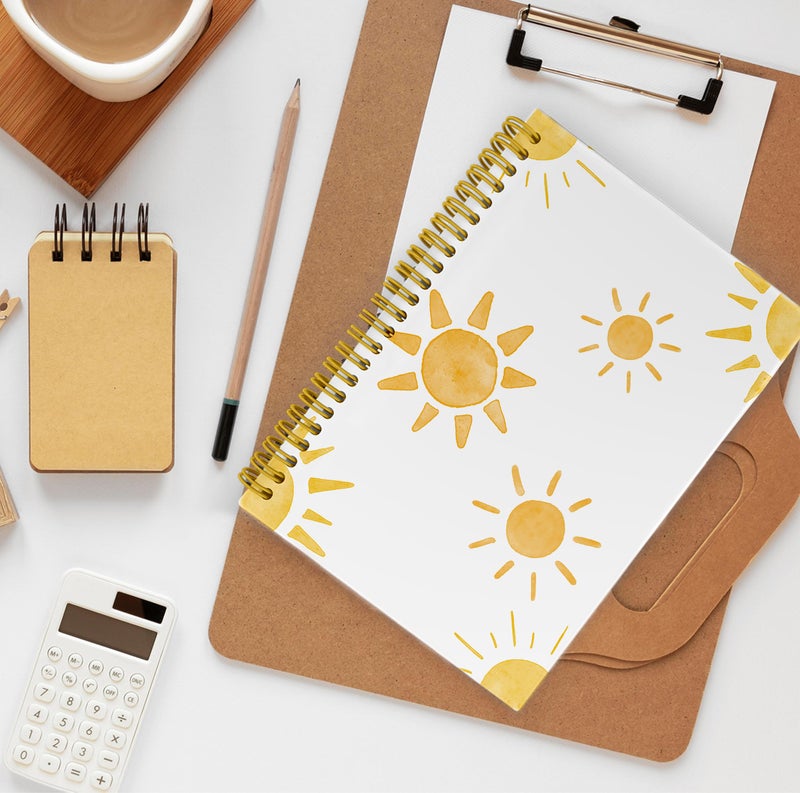 BESERH Boho Yellow Sun Sunshine Notebook Journal, Sunshine Gifts for Women, Cute Notebooks for Office, Notebooks for Work Note Taking, Spiral Notebook 5.5x8.3 with 164 Pages - Image 2