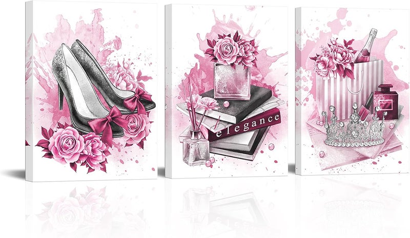 Kalormore Pink Splash Fashion Canvas Art Set - Image 1