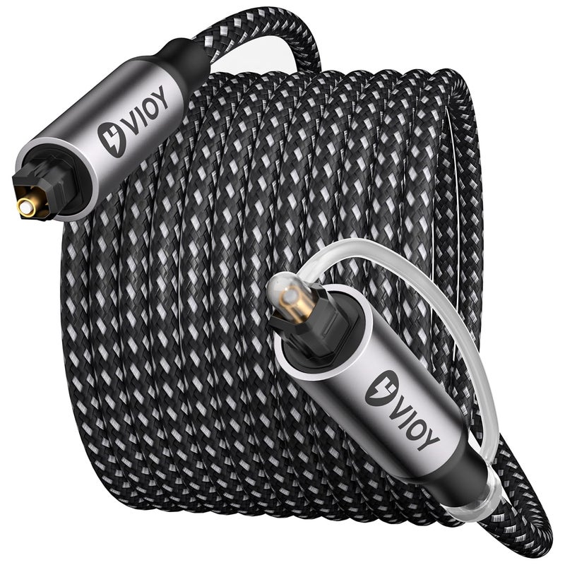 VIOY Optical Audio Cable 15 FT, Long Digital Fiber Optic Audio Cable, Braided S/PDIF Adat Optical Cord for Soundbar, TV, Amplifier, Home Cinema, Stereo Systems, Xbox, PS4 and More - Image 1