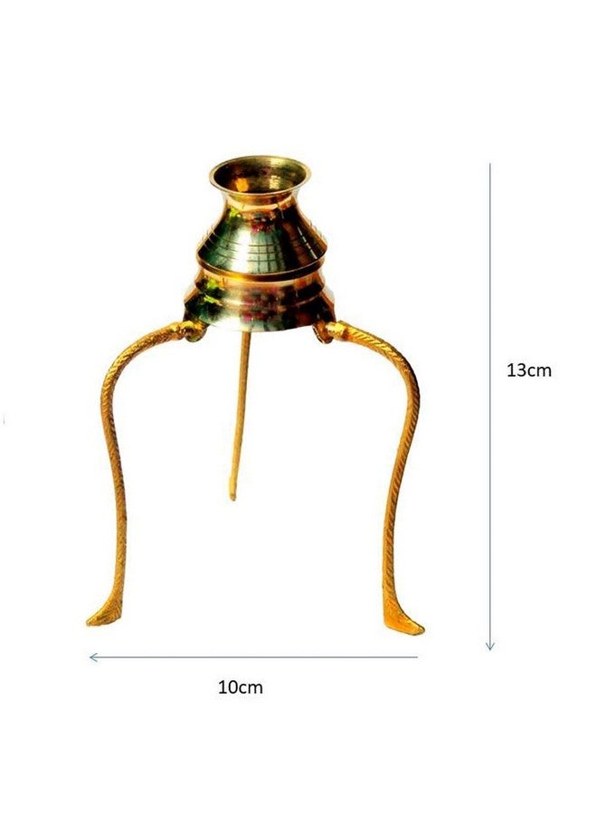 HaridwarDivine شيف ماربل أبيض شيفلينغ مع لوحة نحاسية، جالاش مع قاعدة و ترشول نحاسي للعبادة في المنزل، المعبد، جالابهيشكام - Image 4