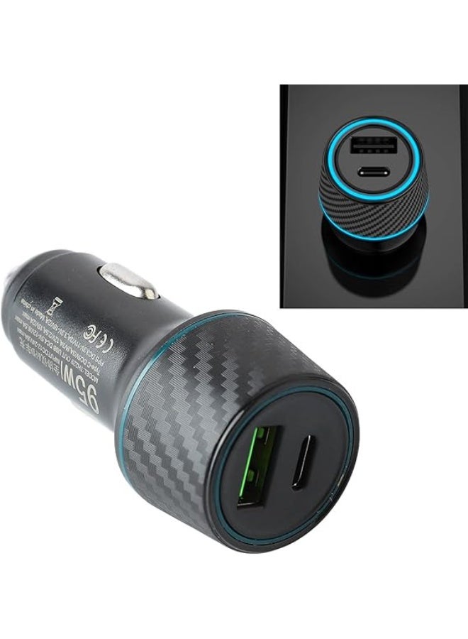 Suuonee شاحن سيارة سريع مزدوج المنفذ USB PD بقوة 95 واط – تصميم ألياف الكربون لمقبس ولاعة السيارة للسيارات والشاحنات - Image 4
