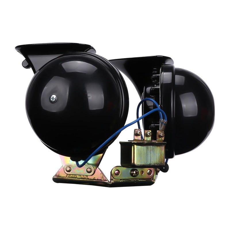 2Pcs 12V Super Loud Dual Tone Spiral Car Horns Black for Cars Trucks Motorcycles - Image 2