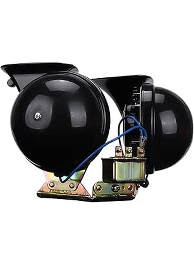 2Pcs 12V Super Loud Dual Tone Spiral Car Horns Black for Cars Trucks Motorcycles - Image 1