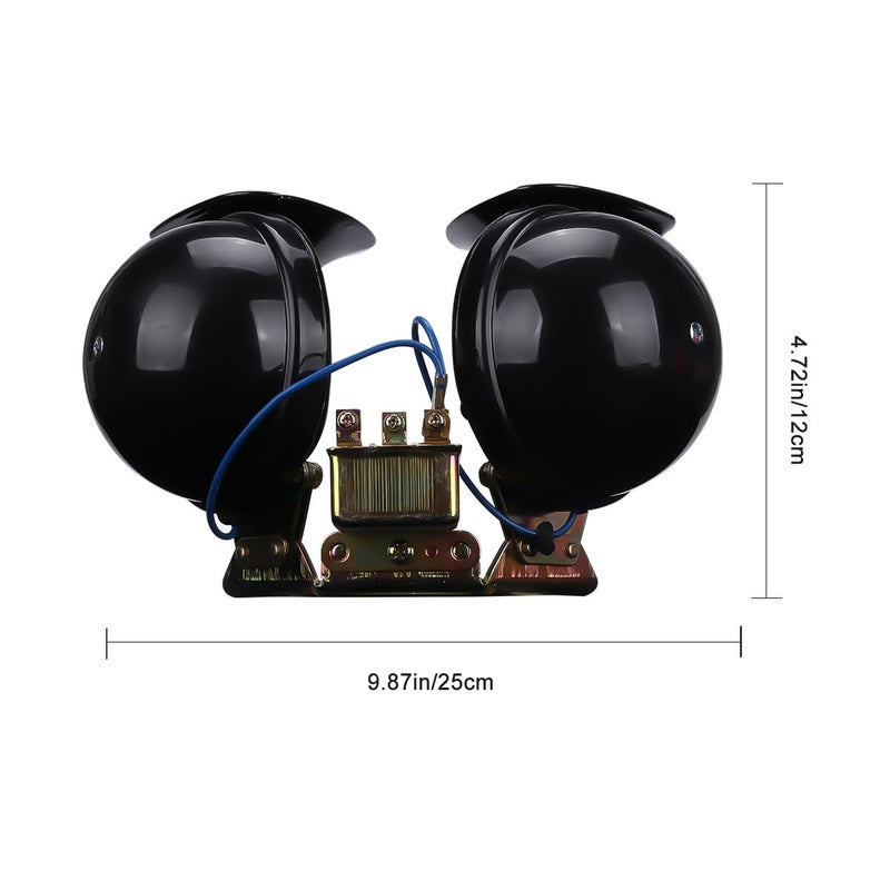 2Pcs 12V Super Loud Dual Tone Spiral Car Horns Black for Cars Trucks Motorcycles - Image 3