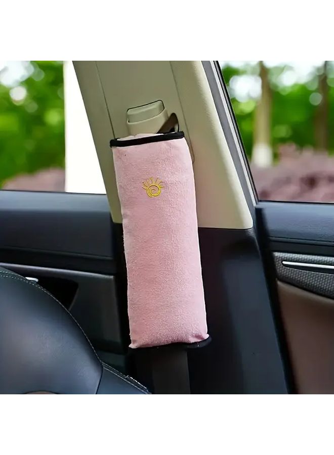 Pink Two Pack Soft Headrest Neck Support Pillow For Car Seat Belt Comfort - Image 4