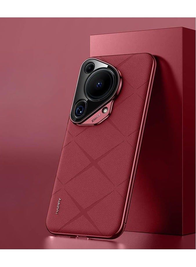 general Case Compatible with Huawei Pura 70 Ultra, Ultra-thin Plain Leather Electroplated Frame Anti-Fingerprint Camera Protection Cover for Huawei Pura 70 Ultra