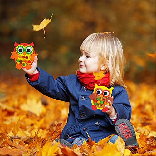Winlyn 24ets Fall Crafts Kit Thanksgiving Crafts DIY Foam Owl Ornaments Decorations Art Sets Autumn Leaves Pumpkins Owl Foam Stickers Arts and Crafts for Kids Holiday Classroom Activities Party Favors - Image 4
