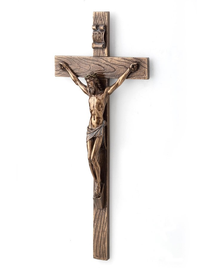 Veronese Design 10 Inch Jesus on Crucifix Cold Cast Resin Antique Bronze Finish Wall Sculpture - Image 1